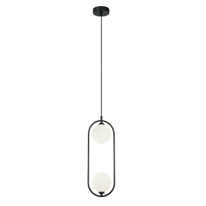Pendul Lupus 2xG9 metal/sticla negru/alb Italux