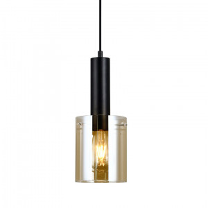Pendul Sardo 1xE27 metal/sticla negru/amber Italux