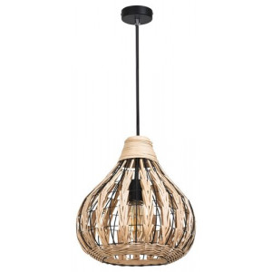 Pendul Zahara 1xE27 metal/ratan negru/natur Rabalux