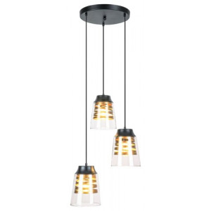 Pendul Zenaida 3xE27 metal/sticla negru/transparent Rabalux