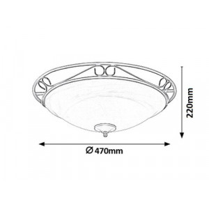 Plafoniera Athen 3xE27 metal/sticla negru/alb Rabalux