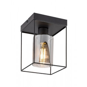 Plafoniera Chadwick 1xE27 metal/sticla negru/fumuriu Rabalux
