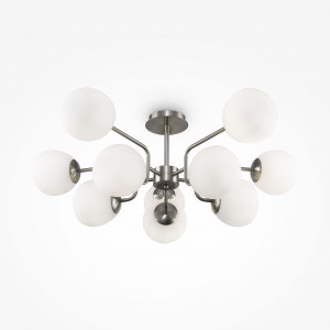 Plafoniera Erich 10xE14 metal/sticla nichel/alb Maytoni