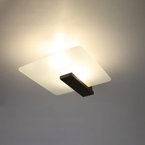Plafoniera Lappo 2xE27 lemn/sticla wenge patrat - Img 3