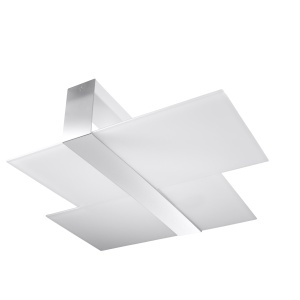 Plafoniera Massimo 2xE27 metal/sticla alb/crom rectangular