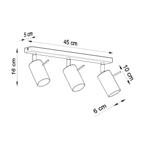 Plafoniera Ring 3xGU10 metal negru tubular - Img 4