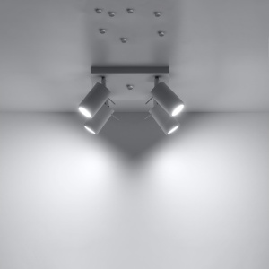 Plafoniera Ring 4xGU10 metal alb tubular - Img 3