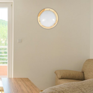 Plafoniera Ufo 2xE27 metal/lemn/sticla natur/alb Rabalux