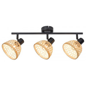 Spot bara Rattan 3xE14 metal/ratan negru/fag Rabalux