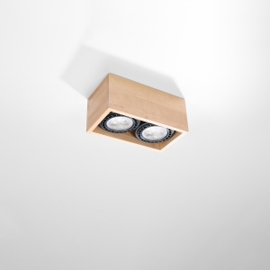 Spot Quatro 2xGU10 lemn natural wood patrat - Img 2