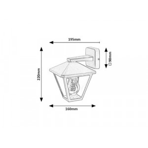 Aplica exterior Paravento 1xE27 metal/sticla negru Rabalux