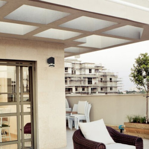 Aplica exterior Sintra 1xGU10 metal/acril negru/transparent Rabalux