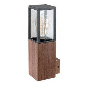 Aplica exterior Wales 1xE27 metal/sticla stejar/transparent Rabalux