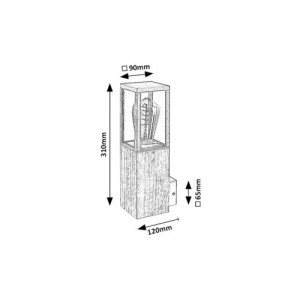 Aplica exterior Wales 1xE27 metal/sticla stejar/transparent Rabalux