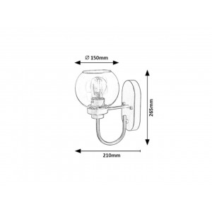 Aplica Tirina 1xE27 metal/sticla negru/transparent Rabalux