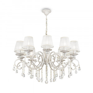 Candelabru 10xE14 Grace metal/textil/cristal alb/auriu Maytoni
