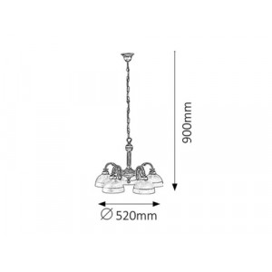 Candelabru Flossi 5xE27 metal/sticla bronz/alb Rabalux