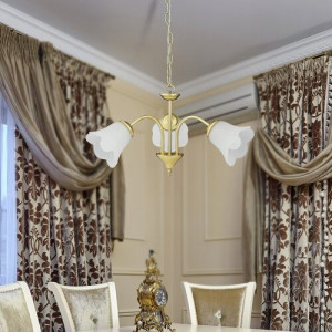 Candelabru Rafaella 3xE14 metal/sticla auriu/alb Rabalux