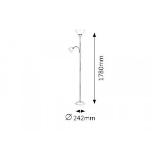 Lampadar Action 1+1xE27+E14 metal/acril maro/alb Rabalux