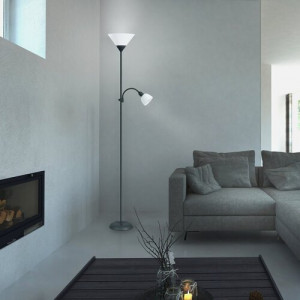 Lampadar Action 1+1xE27+E14 metal/acril negru/alb Rabalux