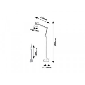 Lampadar Aristeo 1xE27 metal/acril negru Rabalux