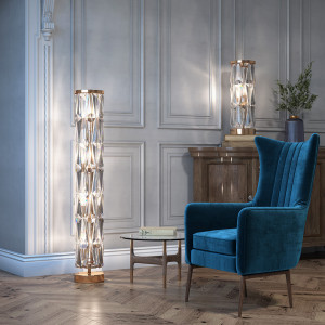Lampadar Puntes 8xE14 metal/cristal auriu Maytoni