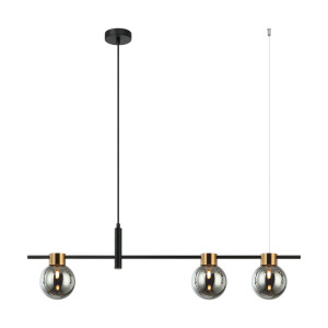 Lustra Bletter 3xG9 metal/sticla negru/fumuriu Italux