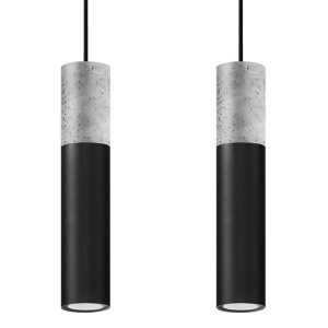 Lustra Borgio 2xGU10 metal/ciment negru/gri tubular