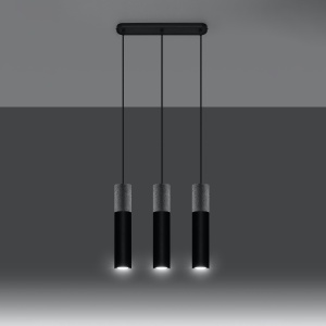 Lustra Borgio 3L 3xGU10 metal/ciment negru/gri tubular - Img 3