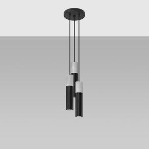 Lustra Borgio 3xGU10 metal/ciment negru/gri tubular - Img 2