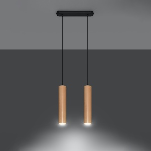 Lustra Lino 2xGU10 lemn natural wood tubular - Img 3