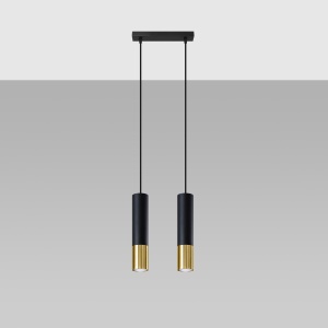 Lustra Loopez 2xGU10 metal negru/auriu tubular - Img 2