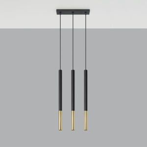 Lustra Mozaica 3L 3xG9 metal negru/auriu tubular - Img 2