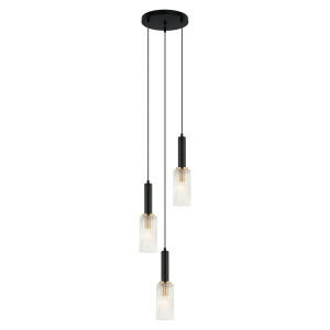 Lustra Perola R1 3xE14 metal/sticla negru/auriu Italux