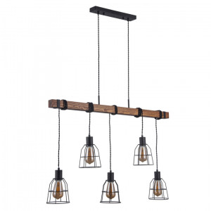 Lustra Reda 5xE27 metal/lemn negru mat Italux