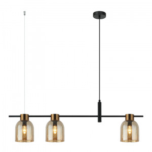 Lustra Servio 3xE14 metal/sticla negru/transparent Italux