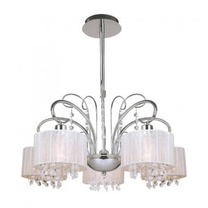 Lustra Span 5xE14 metal/cristal/textil crom Italux