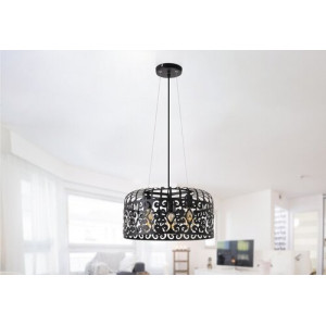 Pendul Alessandra 3xE27 metal/lemn negru Rabalux
