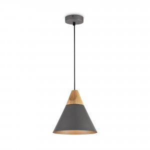 Pendul Bicones 1xE27 metal/lemn negru/gri Maytoni