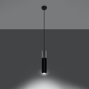 Pendul Borgio 1xGU10 metal/ciment negru/gri tubular - Img 3