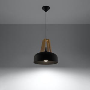 Pendul Casco 1xE27 metal/lemn negru - Img 3