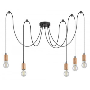 Pendul Dollien 5xE27 metal negru/fag Rabalux