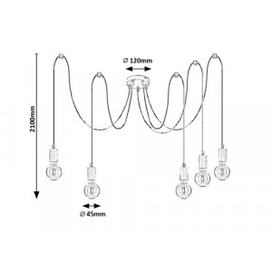 Pendul Dollien 5xE27 metal negru/fag Rabalux