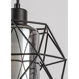 Pendul Emrys 3xE27 metal/sticla negru/fumuriu Rabalux