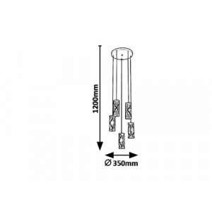 Pendul Oberon 5xE14 metal/sticla negru/fumuriu Rabalux