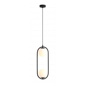 Pendul Riva 2xE14 metal/sticla negru Aldex