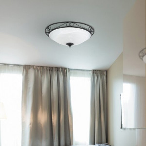 Plafoniera Athen 3xE27 metal/sticla negru/alb Rabalux