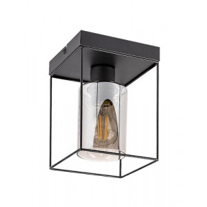 Plafoniera Chadwick 1xE27 metal/sticla negru/fumuriu Rabalux