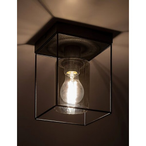 Plafoniera Chadwick 1xE27 metal/sticla negru/fumuriu Rabalux