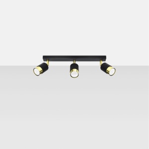 Plafoniera Nero 3xGU10 metal negru/auriu tubular - Img 2